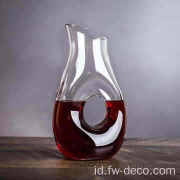 buatan tangan 1.5L Decanter anggur kaca bening dengan lubang